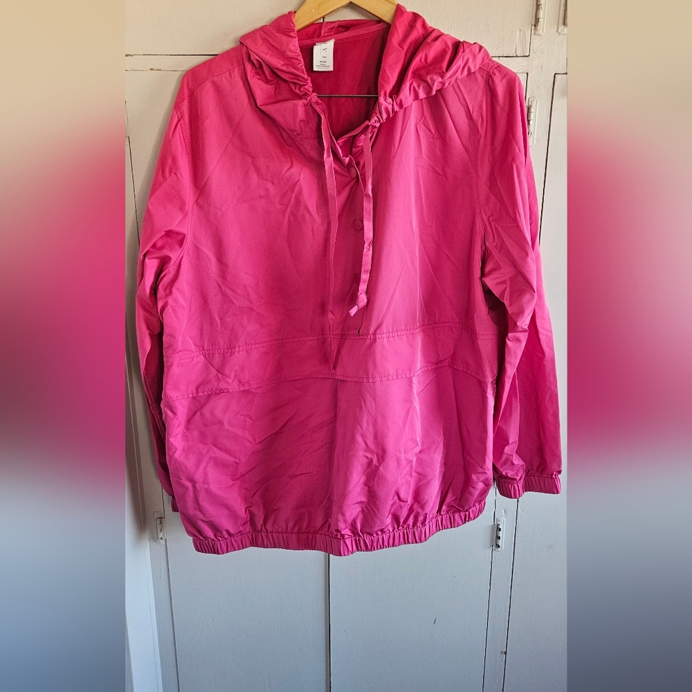 Lane Bryant Bright Pink Windbreaker Jacket With Hood Size 18/20